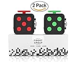 Fidget Cube 2 Pack - Upgraded Cube - 100% Prime - Relieves Stress - Anti Anxiety Fidget Dice - For Children And Adults - ADHD Toys - Help To Focus - 6 Sides Dice (2 Colors Included)