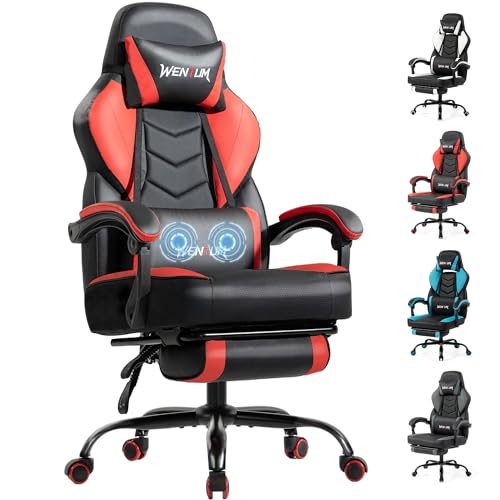 WENTUM Gaming Chair with Footrest & Lumbar Massage, Big and Tall… at Amazon