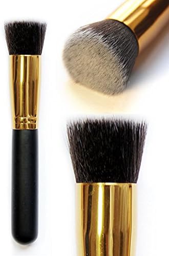 QiHorr TM 1pcs Facial Beauty Foundation Makeup Brushes Makeup Tool Wood Gold Handle Powder Blush Cosmetics Highlight Make Up Brush [Pingtou]