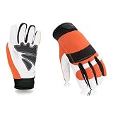 Vgo Chainsaw Work Gloves Saw Protection on Left Hand Back(1Pair,Size XXL,Orange,GA8912)