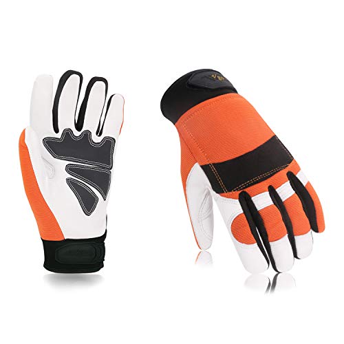 Vgo Chainsaw Work Gloves Saw Protection on Left Hand Back(1Pair,Size XXL,Orange,GA8912)
