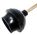 Heavy Duty Black Toilet Plunger with Double Thrust Force Suction Cup, Long Wooden Handle & Large Suction Cup, Clogged Toilet Solution for Bathroom - Set of 4