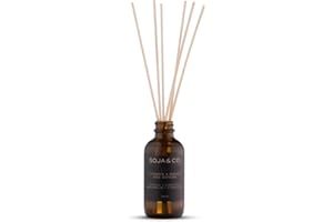 SOJA&CO. Reed Diffuser – Marshmallow + Clementine | Sweet Citrus Home Fragrance | Flame-Free Aromatherapy | Vegan & Phthalate