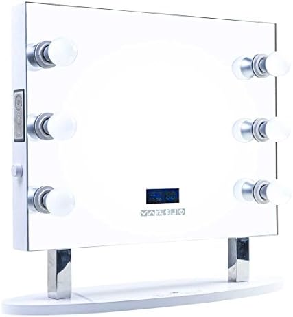 ReignCharm Hollywood Vanity Mirror Bluetooth Audio-Enabled Speakers, 6-LED Light Bulbs with Stand, 26'' L x 25'' W