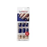 Kiss Products Impress Nails with Sporty Accents, Finish Line, Navy/Gold