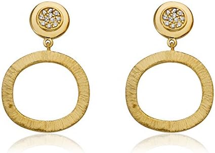 Riccova Arctic Mist CZ Pave Circle With Brushed Open Circle Dangle Earring