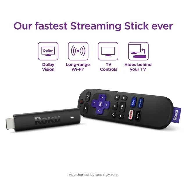 Roku Streaming Stick 4K Streaming Device 4K/HDR/Dolby Vision with Voice Remote and TV Controls