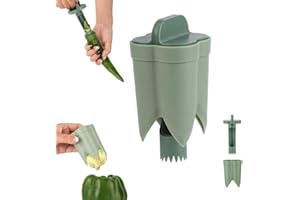 LALOCAPEYOP 2 in 1 Bell Pepper Cutter Pepper Porer Seed Remover Tool, Quickly Cutting and Deseeding Bell Pepper Corer Tool fo