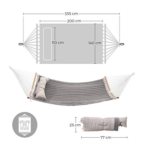 SONGMICS Hängematte für 2 Personen, gepolstert, Outdoor Hängematte mit trennbaren Bambusstangen, Camping-Hängematte mit… – Bild 8