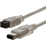 3ft 9 pin Male to 6 pin Male Clear Firewire 800/400 Cable for IEEE 1394 devices