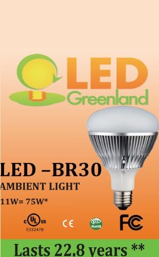 Br30 LED Flood Light Bulb 11watt(75watt) Dimmable 900lumens Warm White 120 Degree Angle By:led Greenland