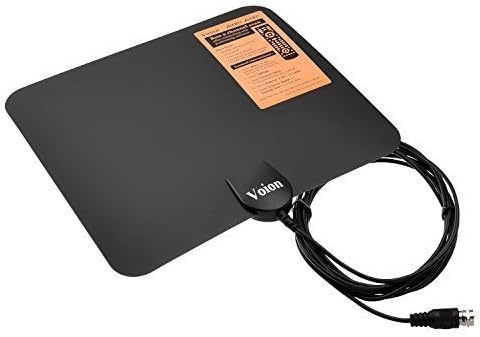 Voion 0.5mm Super Thin Digital Indoor TV Aerial 35 Mile Rang with 3 meters Premium Cables, Excellent Performance for Digital Freeview and Analog TV Signals, VHF / UHF / FM, Window Aerial, Soft Design.1 YEAR Warranty.
