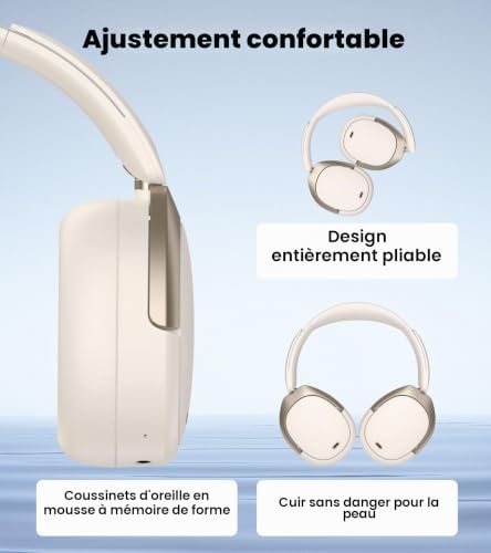 W80 Casque Over-Ear Hi-Res Anti-Bruit, Ivoire
