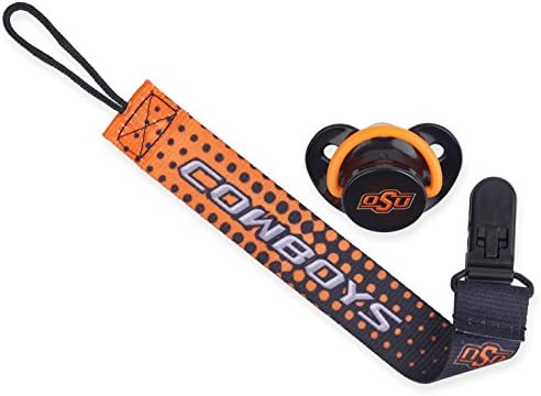 Orthodontic Pacifier and Lanyard Clip Combo| Official NCAA Oklahoma State University Licensed Product