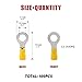 Hilitchi 100Pcs 12-10AWG Insulated Terminals Ring Electrical Wire Crimp Connectors (Yellow - M8) (Yellow - M8)