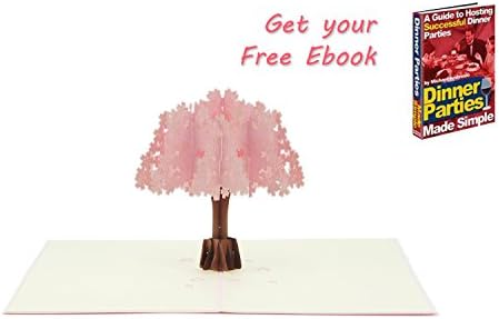 CHERRY BLOSSOM POP UP CARD- Flower Birthday Valentines Day For Him Valentine Cards | 3D Handmade Greeting Cards Laser Cut Creative Paper Craft | Spring Gift Cards