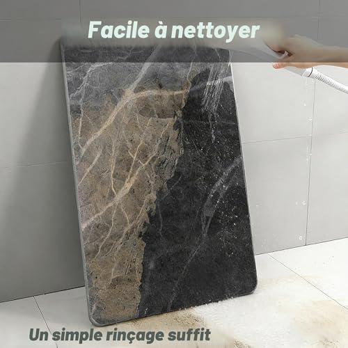 Diatomite Stone Bath Mat Hard 60 x 40 cm Super Absorbent, Easy to Clean, Non-Slip, for Bathroom and Kitchen, Natural Material Quick Drying Ultra Absorbent Non-Slip Modern