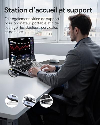 Baseus 12 in 1 HUB Triple Screen 4K HDMI/DP Laptop Docking Station 10Gbps USB A/C Fast Data Transfer PD100W Ethernet TF/SD USB C Docking Station with Windows