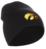 NCAA University of Iowa Hawkeyes Winter Beanie Knit Hat Cap (One Size, Cuffless Black)