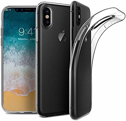 iPhone X Clear Transparent Thin Soft Silicone Case AND Case Friendly Glass Screen Protector Bundle Supports Wireless Charging