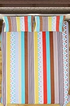 MAFATLAL Premium Cotton Double Bedsheet with 2 Pillow Covers - Double, Multicolor