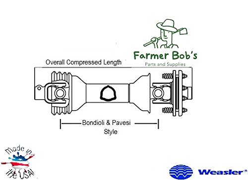 14106438, Driveline 38" 1-3/8 6 Spline w/QD Lock & 1-3/8 6 Spline Slip Clutch Weasler Engineering 14106438