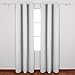 Deconovo Blackout Curtain Panel – Solid Grommet Top, Thermal Insulated & Energy‑Saving, Machine‑Washable Room Darkening Window Treatment for Bedroom & Living Room, 1 Panel, Silver White, 42W x 84L