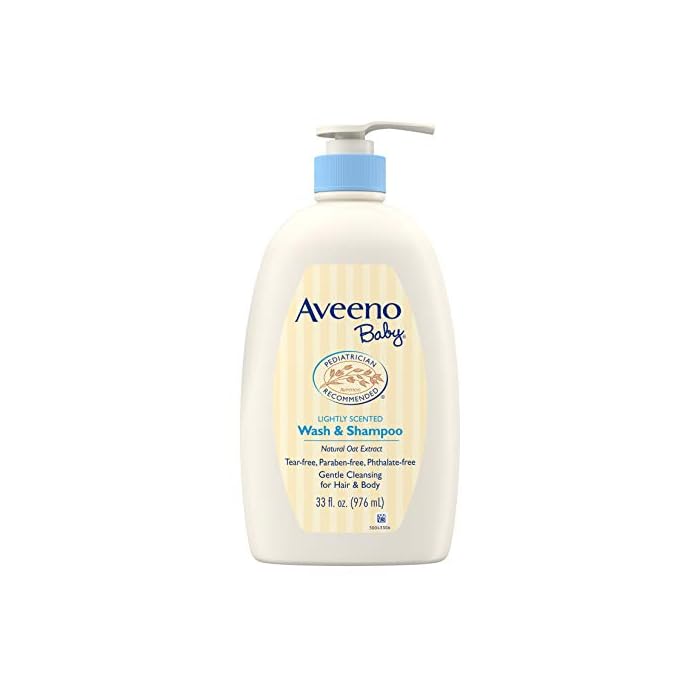 Aveeno Baby Daily Moisture Gentle Bath Wash & Shampoo with Natural Oat Extract, Hypoallergenic, Tear-Free & Paraben-Free…
