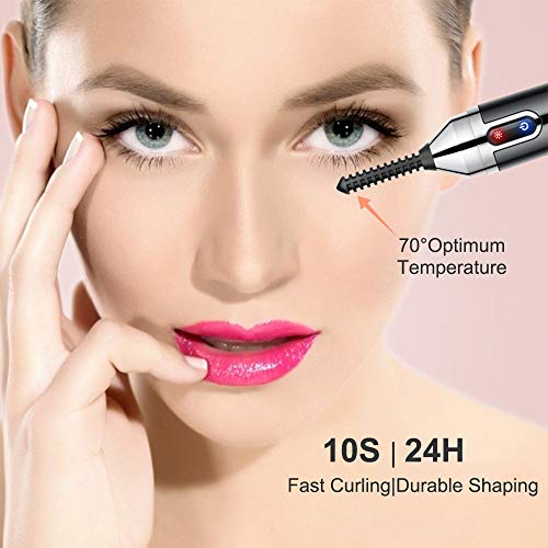 Heated Eyelash Curler, Upgrade Electric Eyelash Brush Lash Curler, USB Rechargeable Mini Eyelash Curler, 360Â° Automatic Rotary Eye Lashes Curling, Natural & Long Lasting Lashes Curlers, Quick Heating