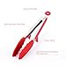 Homitt Kitchen Salad Tongs Sets (12 inch & 9 Inch), Stainless Steel Locking Tongs with Fully Support Silicone Tips for Everything from Stir Fry to Turning over Baking Food – Red (With Stand)