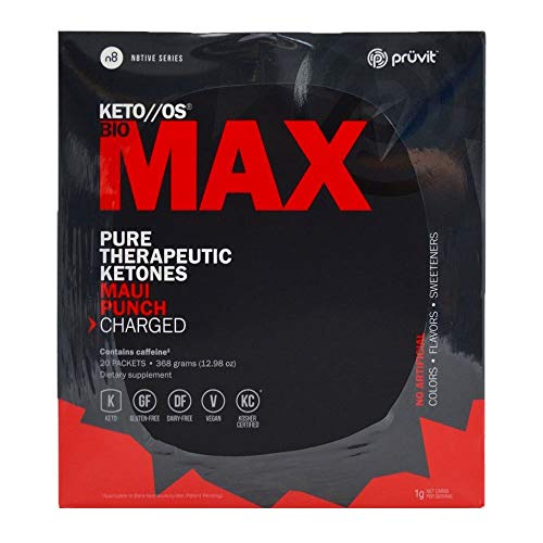KETO//OS MAX Maui Punch CHARGED, BHB Salts Ketogenic Supplement - Beta Hydroxybutyrates Exogenous Ketones for Fat Loss, Workout Energy Boost and Weight Management through Fast Ketosis, 20 Sachets