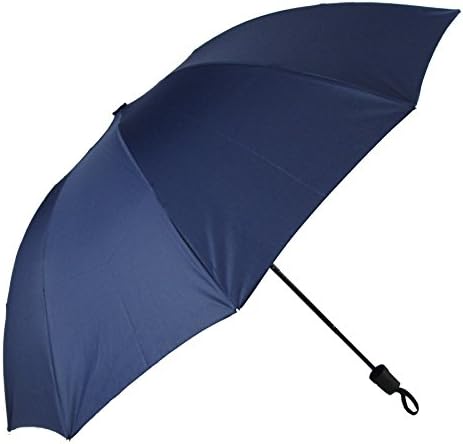3 Fold 10 Panels Manual Umbrella with 50-inch Canopy Coverage and Attached Carrying Strap , Suitable for 2 People (navy blue)