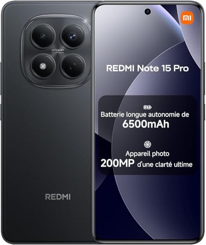 XIAOMI Smartphone Redmi Note 15 Pro NFC,12 + 512 GB, Color Negro, IP65, Pantalla AMOLED, Android 15…