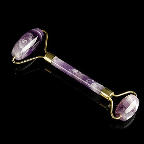 Natural Gemstone Jade Roller Double Head Crystal Facial Massage Roller Slimming Anti Wrinkle Cellulite Face Neck eye Beauty Tool,Amethyst
