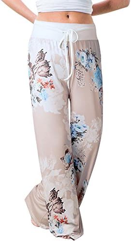 Women's Wide Leg Pants Camouflage Floral Drawstring Ladies Flared Tracksuit Trousers Palazzo Casual Loose Fitness Yoga Pants Leggings for Pilates Workout Gym Joggers for Girls Ladies Harem Trousers