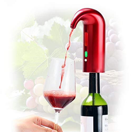 jiumoji Electric Wine Aerator Pourer Portable Wine Decanter Multi-Smart Versatility Automatic Wine Oxidizer (-Red)