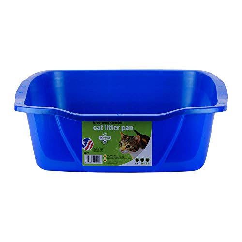 Van Ness Pets Medium Open Cat Litter Box, SpaceSaving Pan Size, Blue