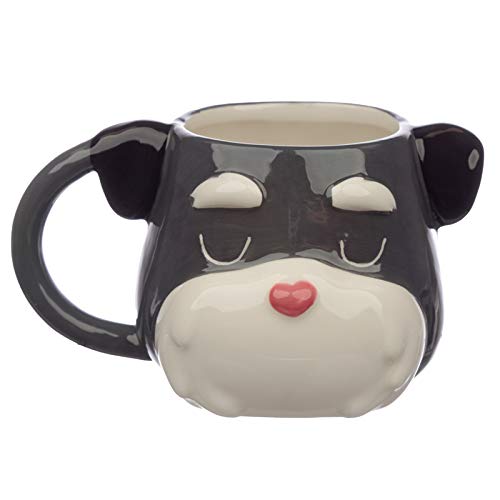 Puckator Dog Squad Schnauzer Dog Head Ceramic Shaped Mug, Tea Coffee Hot Drinks, Decorative Gift Box, Home Kitchen Office Height 8cm Width 15.5cm Depth 11.5cm