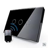 Package, US/AU Standard, Black Pearl Crystal Glass Panel Wireless Remote Touch Screen Light Switch With Mini Remote,VL-C303R-82&VL-RMT-02