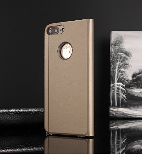 iPhone 6S Plus Case,iPhone 6 Plus Case,Shinetop Smart Clear View Stand Flip Folio Cover Electroplate Plating PC Mirror Case Ultra Slim Thin 360 Full Body Protective Case for iPhone 6S Plus/6 Plus-Gold