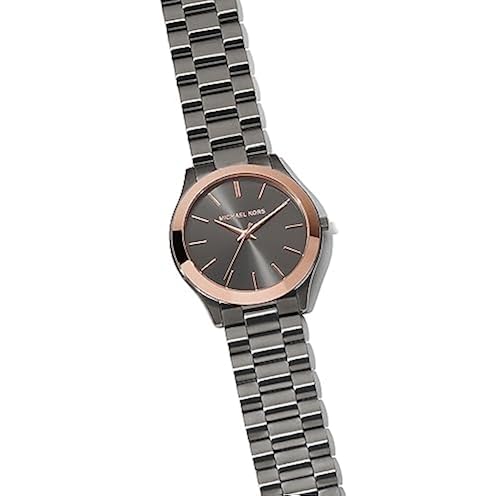 Michael Kors Slim Runway Three-Hand Gunmetal Stainless Steel Men's