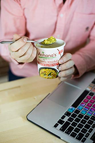 Vegan Masala Khichadi - Organic Basmati Rice and Split Red Lentil with Vegetables Ayurveda Spices - Gluten free, Low Sodium, Meal in a bowl – Just Add Water, Detox and Panchakarma - Aahana’s (4 Pack)