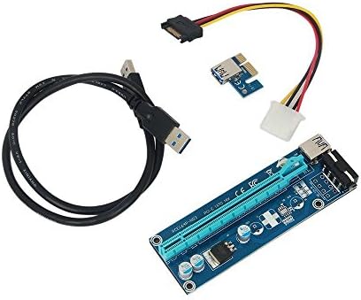 USB3.0 1x to 16x Extender Riser Card Adapter SATA Power Cable PCI-E Express, 2-Packs (1-Pack)