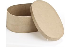 FACTORY DIRECT CRAFT Pack of 4 Paper Mache Oval Boxes - Blank Premade Papier Mache Oval Shaped Cardboard Craft Boxes with Lids for Gifts, Candies and More. Decorate or Leave As Is (7" x 5" x 3")