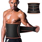 Sauna Waist Trimmer, Wide Men Waist Trainer, Sweat AB Belt with Adjustable Pressure Straps, Weight Loss Back Support Belt