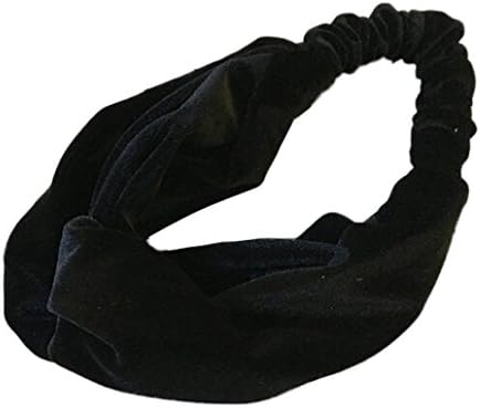 Women Hairband,Caopixx Velvet Cross Twist Hair Band Turban Elastic Headband Bandage (Black)