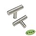 homdiy Brushed Nickel Cabinet Knobs 5 Pack - HD201SN T Bar Cabinet Pull Single Hole with 2in Overall Length Brushed Nickel Cabinet Hardware Knobs Kitchen Metal Drawer Knobs for Bathroom, Closet