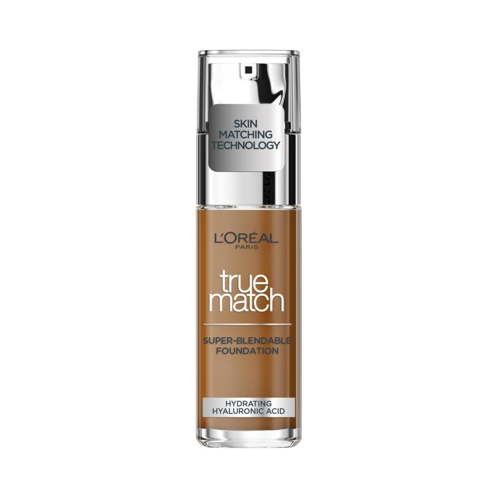 L'Oreal Paris True Match Liquid Foundation, Skincare Infused with Hyaluronic Acid, SPF 17, Available in 40 Shades, 8N Cappuccino, 30 ml