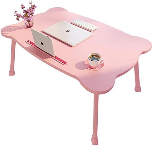 ABNB Laptop Table, Foldable Standing Desk, Kids Breakfast Tray, Portable Folding Floor Table, Notebook Stand for Sofa Couch (Color : Pink)