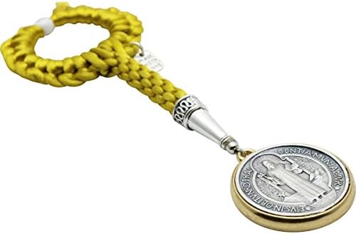 Catholic Car Accessories Religious Gifts with 1.5” Saint Benedict San Benito Medal for Rear View Mirror Proteccion. /B400MUSTARD